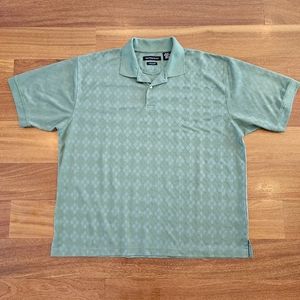 Hathaway Coolmax Performance Golf Polo Shirt Green Diamond Argyle Mens XL